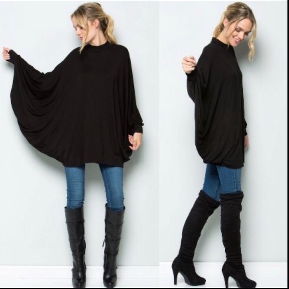 Oversized Style Tunic Top Bat Sleeves